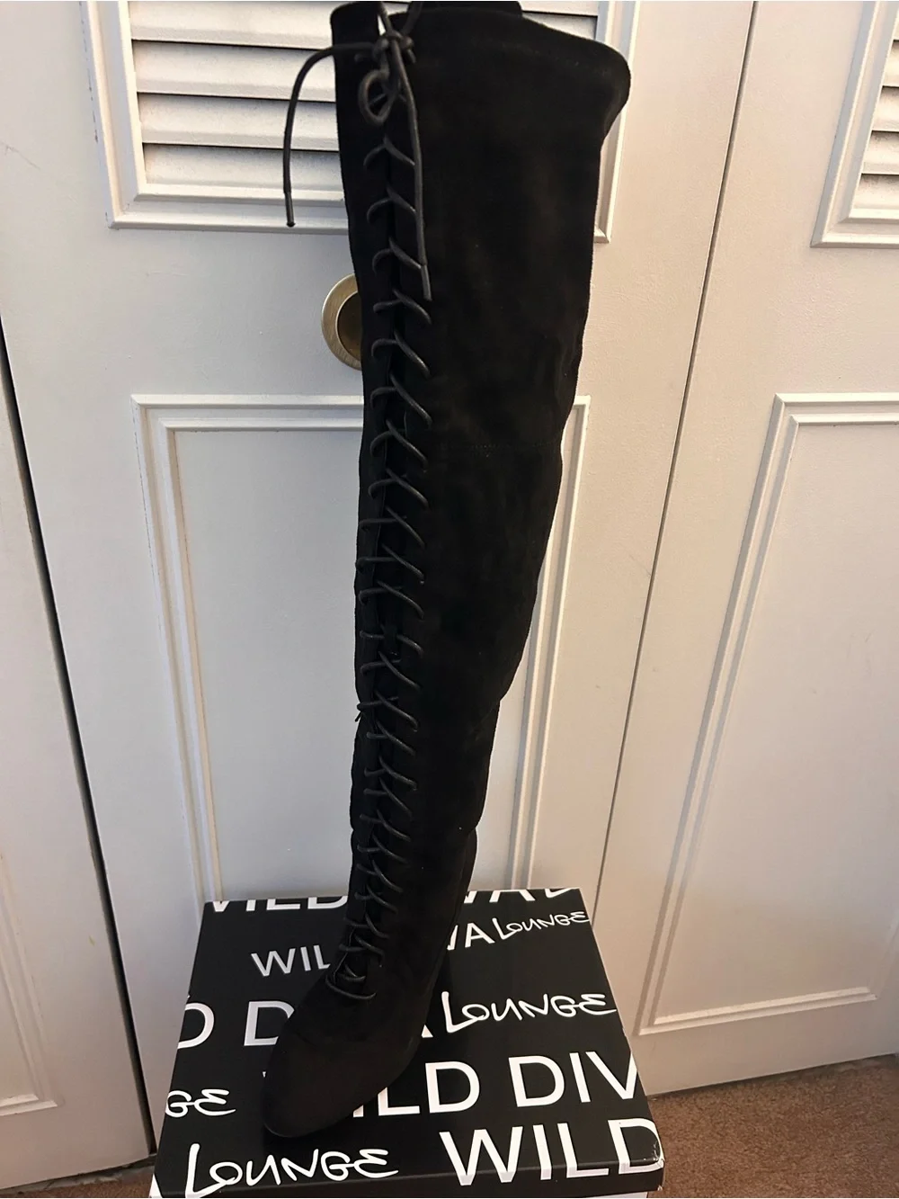 Wild Diva Black Over-the-Knee Lace-Up Boots